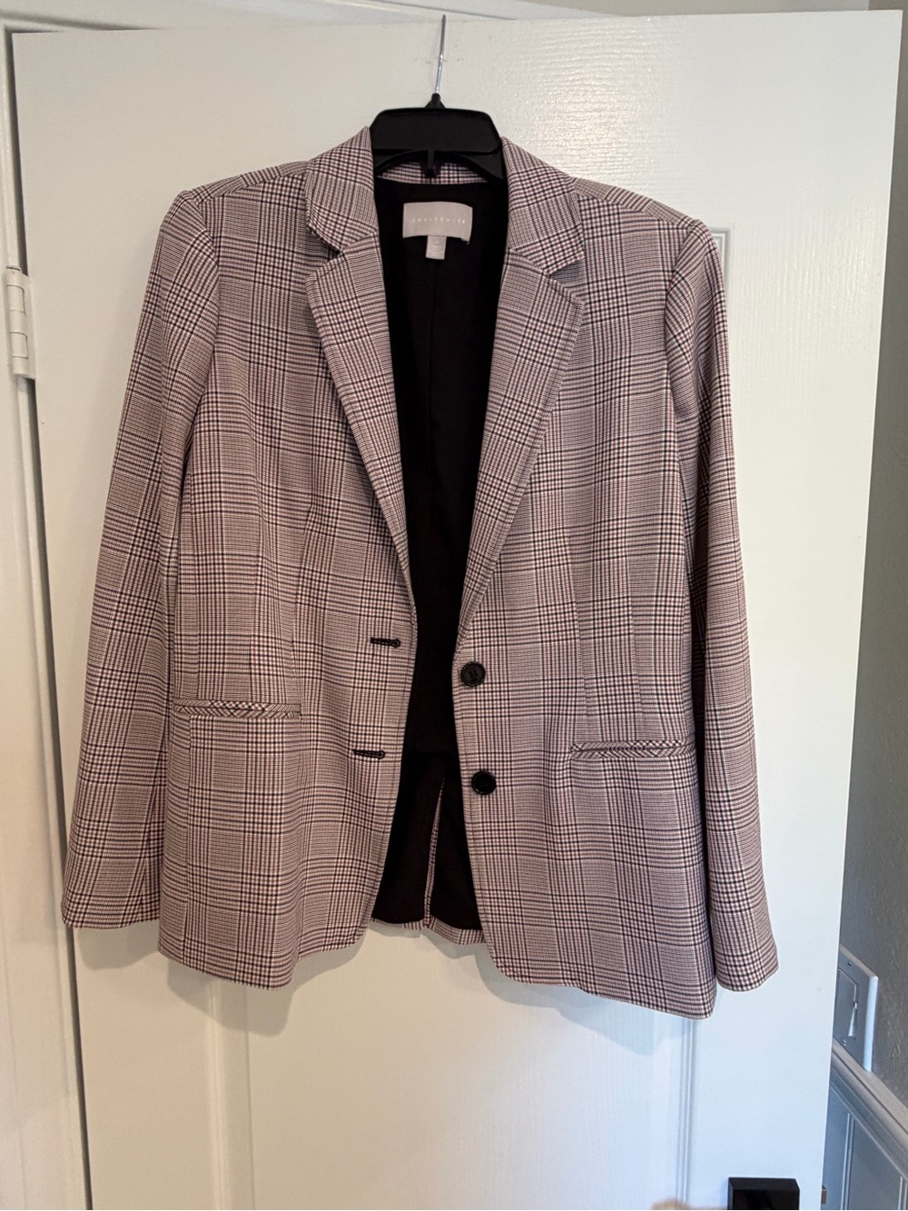 Chelsea28 Plaid Blazer in Black and White